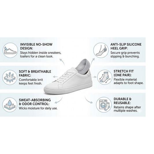No-Show Liner Socks with Anti-Slip Heel Grip (1 Pair)