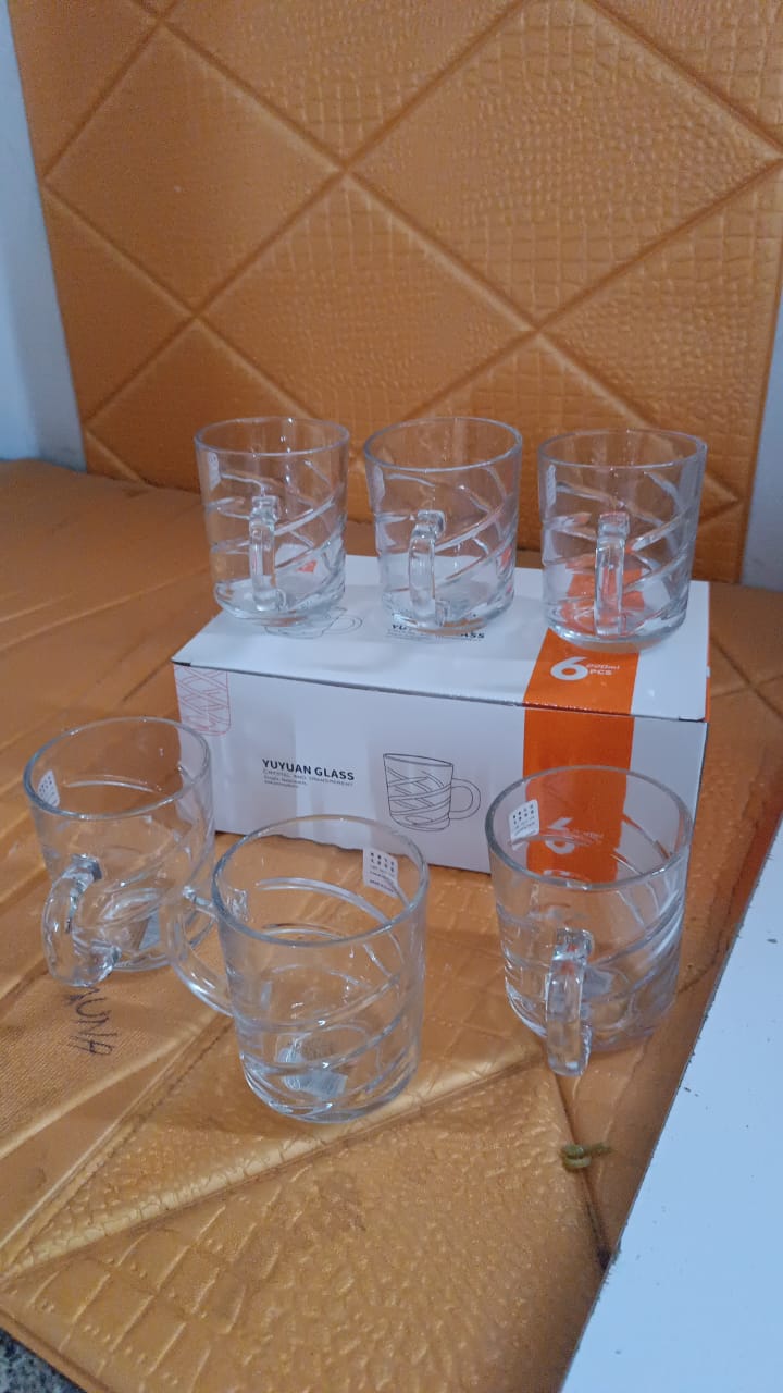 Glass Coffe & Tea Cup / Mug Enjoy Your Drink Style, Water glass (6 pcs Set / 220 ML)