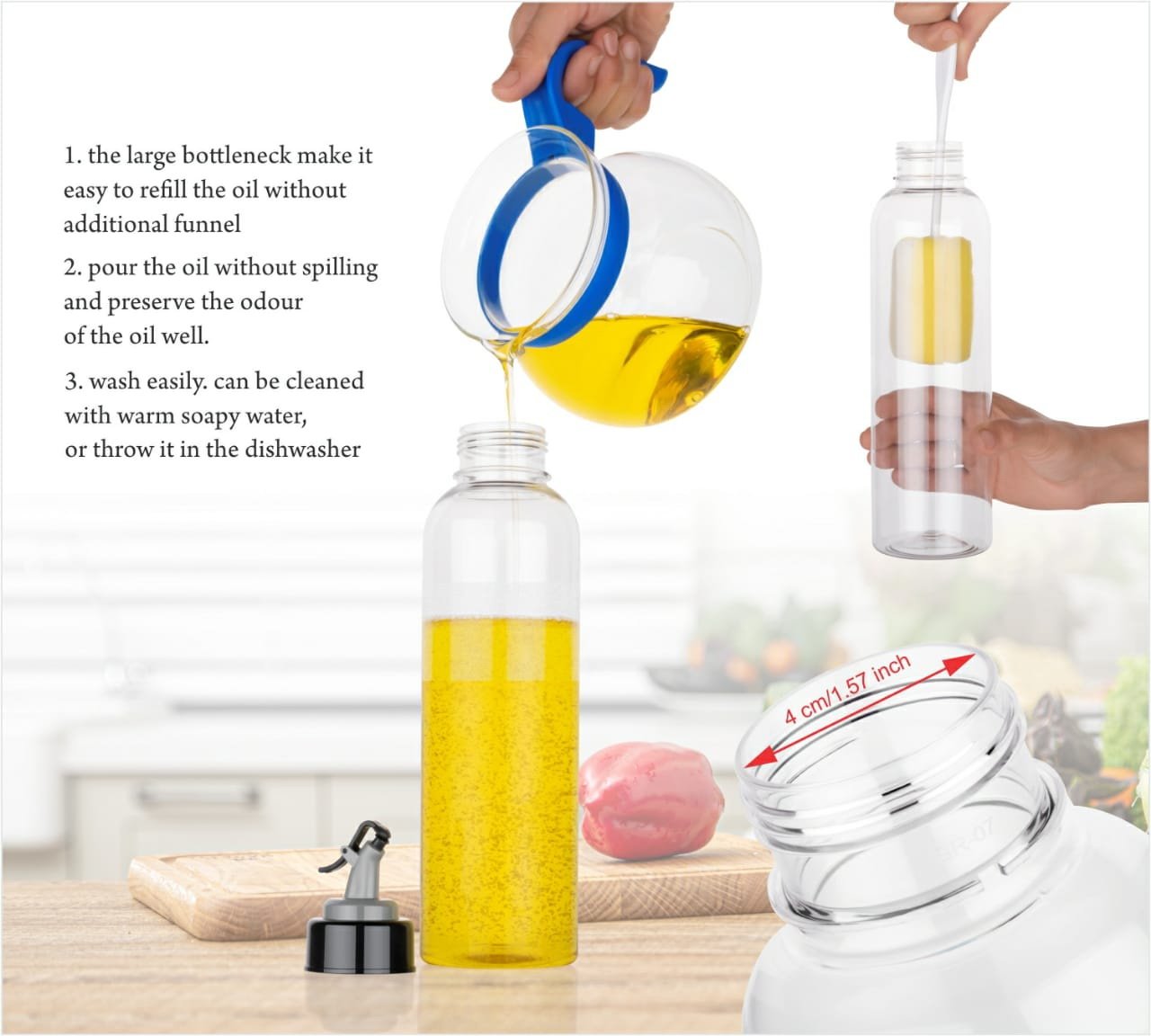 1-liter transparent plastic bottle for oil, easy to use anHot Price.