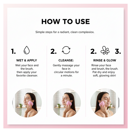 Heart-Shaped Silicone Face Wash Brush – Facial Cleansing Scrubber for Women